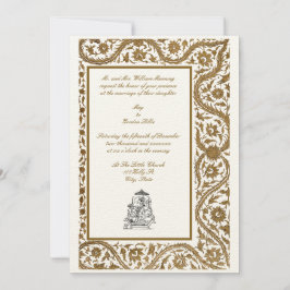 Vintage Elegant Indian Mughal 1608 Bröllop Inbjudningar