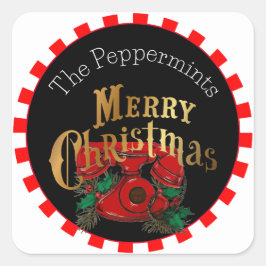 Vintage Elegant Jultelefonnummer Personlig Fyrkantigt Klistermärke