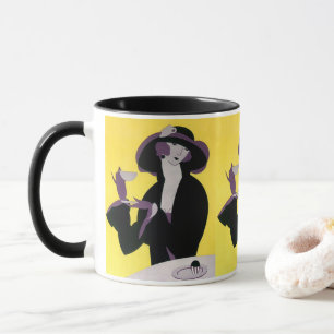 Vintage Elegant Kvinnodrickande eftermiddag Tea Pa Mugg