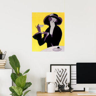 Vintage Elegant Kvinnodrickande eftermiddag Tea Pa Poster