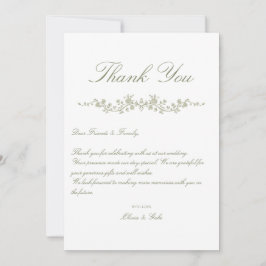 Vintage Elegant Ljust Grön Fransk Blommig Tack Kort