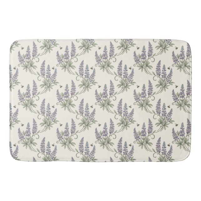 Vintage Elegant Lupin & Bin Växtmönster – Badrumsmatta (Framsidan)
