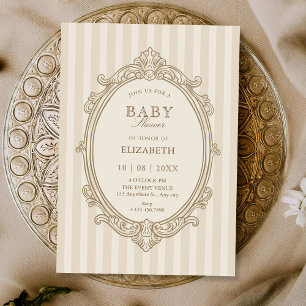 Vintage elegant mjuk beige baby shower inbjudningar