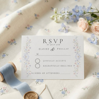 Vintage Elegant Mjuk Blommig Regency Bröllop RSVP OSA Kort