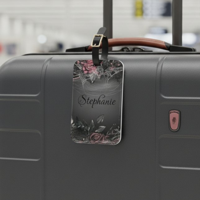 Vintage Elegant Mörk Ro Monogram Bagagebricka (Skapare uppladdad)