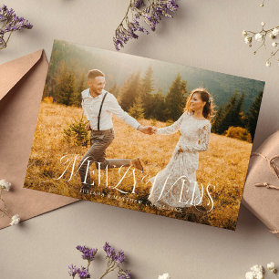 Vintage Elegant Newlyweds Bröllop Photo Meddelande