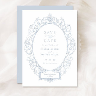Vintage Elegant Ornament Blommigt Ram Spara Date Inbjudningar