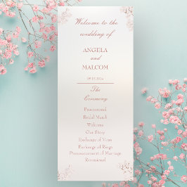 Vintage Elegant Pearl Romantik Bröllop Program
