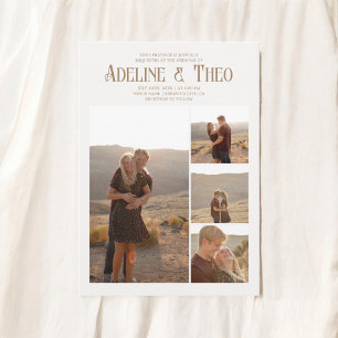 Vintage Elegant Photo Beige Bröllop Inbjudningar