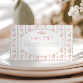 Vintage Elegant Pink Floral Diaper Raffle Tilläggskort