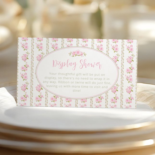 Vintage Elegant Pink Rose Display Shower Tilläggskort (Skapare uppladdad)