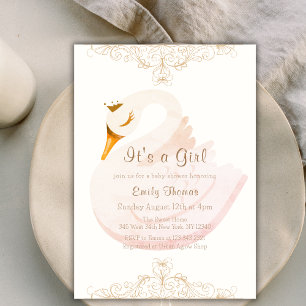 Vintage Elegant Princess Svan Baby Shower Inbjudningar