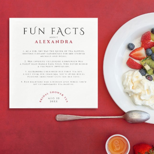 Vintage Elegant Roliga Fakta Bröllopsdusch Te-fest Pappersservett (Skapare uppladdad)