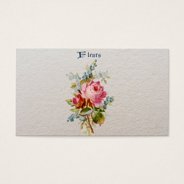 Vintage Elegant Rosa Blue Ro Fleurs Visitkort (Framsidan)