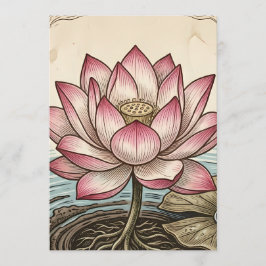 Vintage Elegant Rosa Lotus Blommig Evenemangsprogr Program