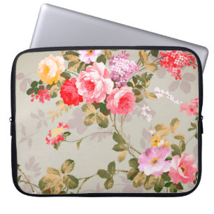 Vintage Elegant Rosa Röd ros Mönster bärbar dator Laptop Fodral