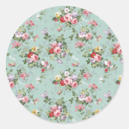 Vintage Elegant Rosa Röd ros Mönster Runt Klistermärke