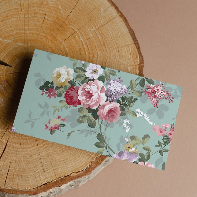Vintage Elegant Rosa Röd ros Mönster Visitkort (Vintage Elegant Pink Red Roses Pattern )
