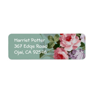 Vintage Elegant Rosa Röd ros Returadress Etikett