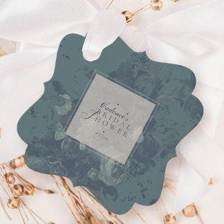Vintage Elegant Rustik Teal Blommig Bröllopsdusch Gåvor Etiketter