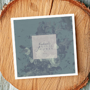 Vintage Elegant Rustik Teal Blommig Bröllopsfest Pappersservett