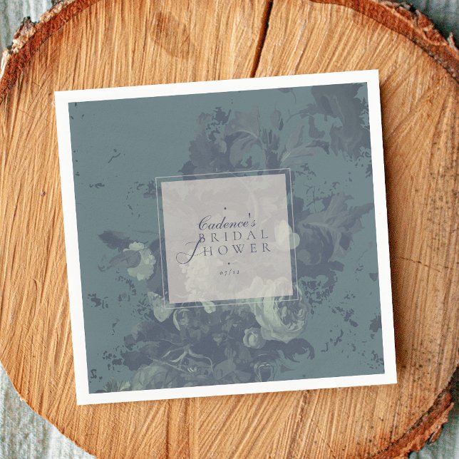 Vintage Elegant Rustik Teal Blommig Bröllopsfest Pappersservett (Skapare uppladdad)