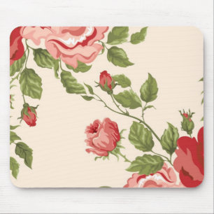 Vintage Elegant Söt Rosa Röd ros Mönster Musmatta