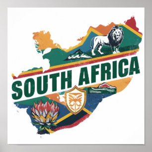 Vintage Elegant South Afrika Travel Souvenir Poster