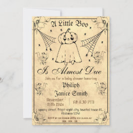 Vintage Elegant Spooky, Halloween Baby Shower Inbjudningar