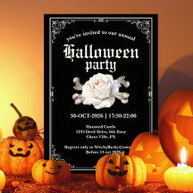 Vintage Elegant Svart Silver Ros Halloween-fest