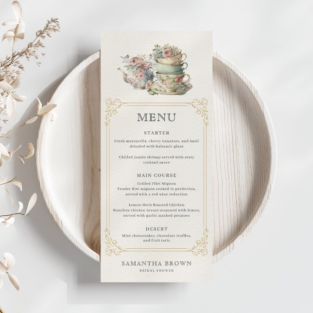 Vintage Elegant Tea Party Möhippa Meny (Skapare uppladdad)