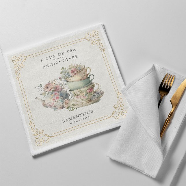 Vintage Elegant Tea Party Möhippa Pappersservett (Skapare uppladdad)