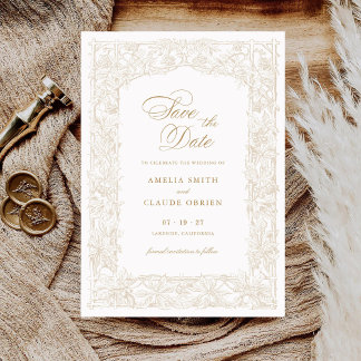 Vintage Elegant Vines Gräns Ram Spara datum Inbjudningar