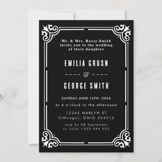Vintage Elegant Wedding Invitation Inbjudningar (Framsida)