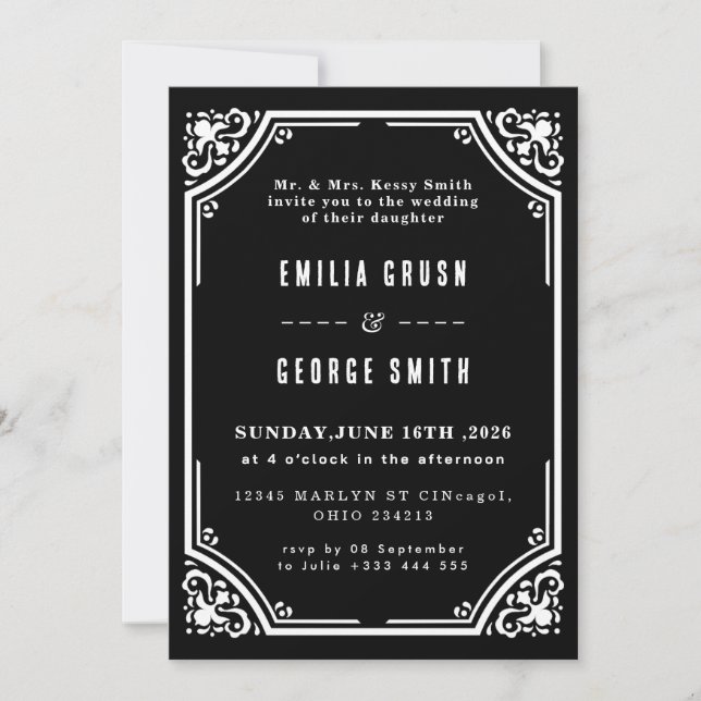 Vintage Elegant Wedding Invitation Inbjudningar (Framsida)