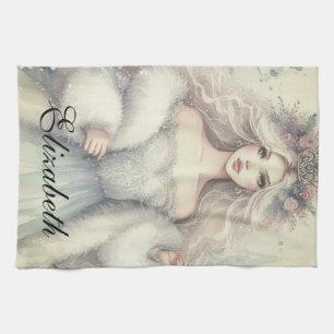 Vintage Elegant Winter Princess Fairytale Kökshandduk