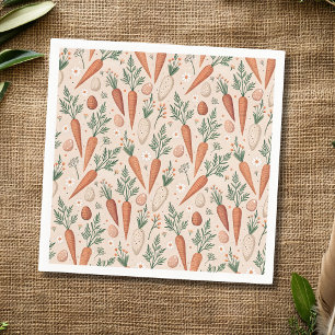 Vintage Eleganta Morötter med Blommor och Små Ägg Pappersservett