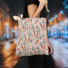 Vintage Eleganta Morötter med Blommor och Små Ägg Tygkasse