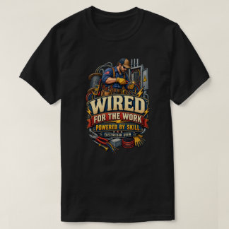 Vintage elektriker elektriskt arbete yrken med hög t shirt