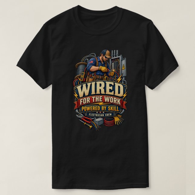 Vintage elektriker elektriskt arbete yrken med hög t shirt (Design framsida)