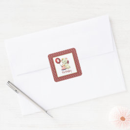 Vintage Elephant Birthday Square Sticker Fyrkantigt Klistermärke