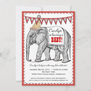 Vintage Elephant Circus Parad Baby Shower Inbjudan
