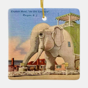 Vintage Elephant Hotel  Julgransprydnad Keramik