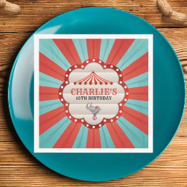 Vintage Elephant i Circus Red & Blue Mönster Pappersservett