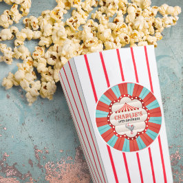 Vintage Elephant i Circus Red & Blue Mönster Runt Klistermärke