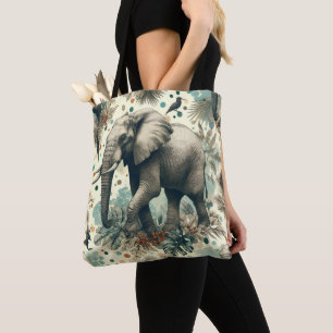 Vintage Elephant Jungle Painting Tygkasse