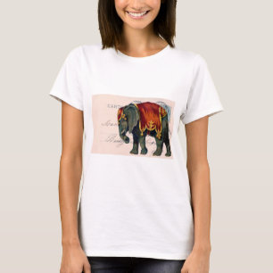 Vintage Elephant Postcard Digital Art T Shirt