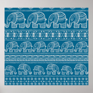 Vintage Elephant Ram Illustration Poster
