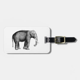 Vintage Elephant Teckning Bagagebricka