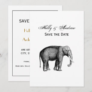 Vintage Elephant Teckning Inbjudningar